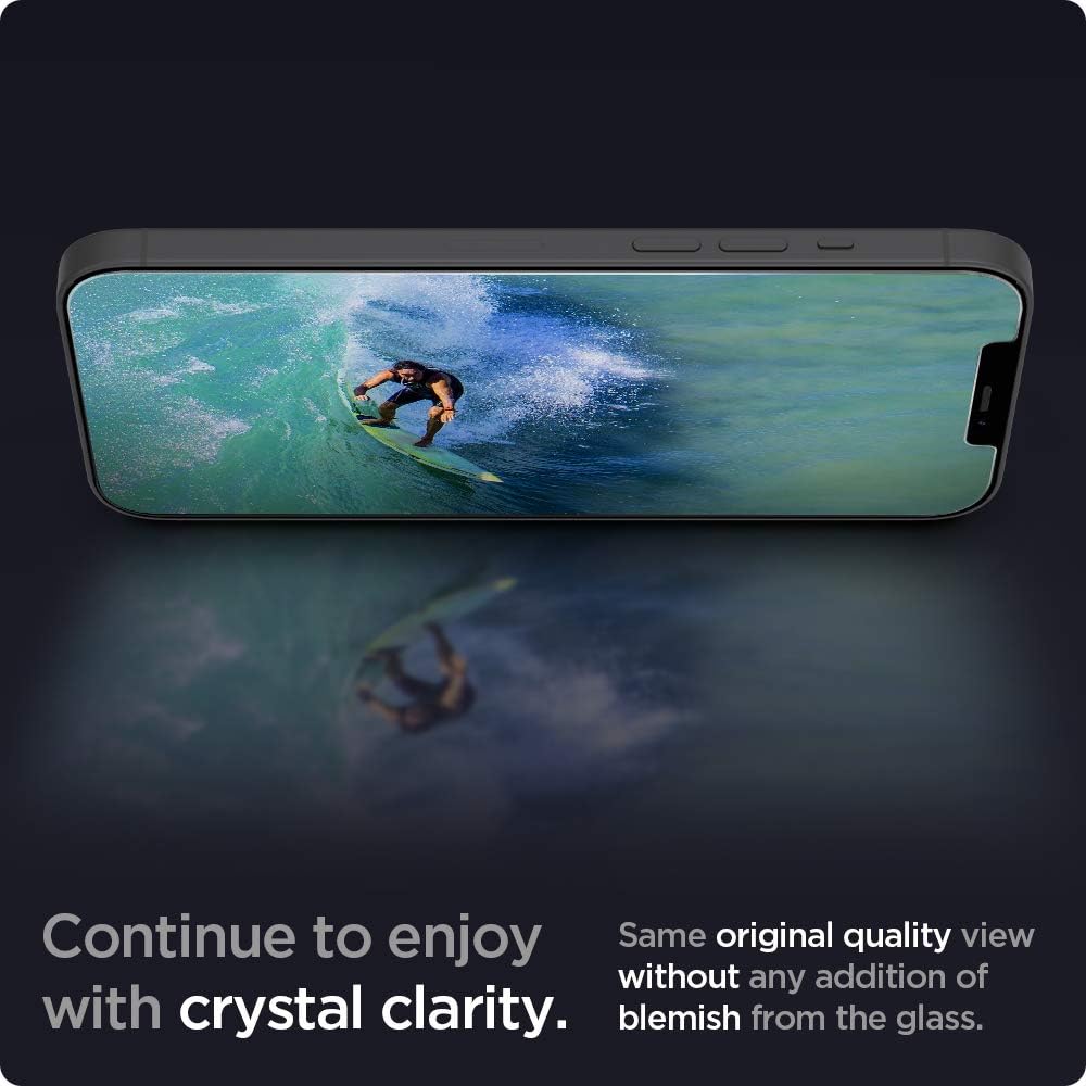 Spigen Tempered Glass Screen Protector [Glas.tR EZ Fit] designed for iPhone 12 (2020) / iPhone 12 Pro (2020) [Case Friendly] - 2 Pack