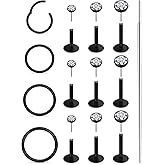 Xnsjeyy 20G 18G 16G Threadless Flat Back Earrings Nose Studs 316L Surgical Steel Tragus Forward Helix Conch Cartilage Lobe Earrings Stud Medusa Labret Lip Ring Piercing Jewelry Hoops For Women Men