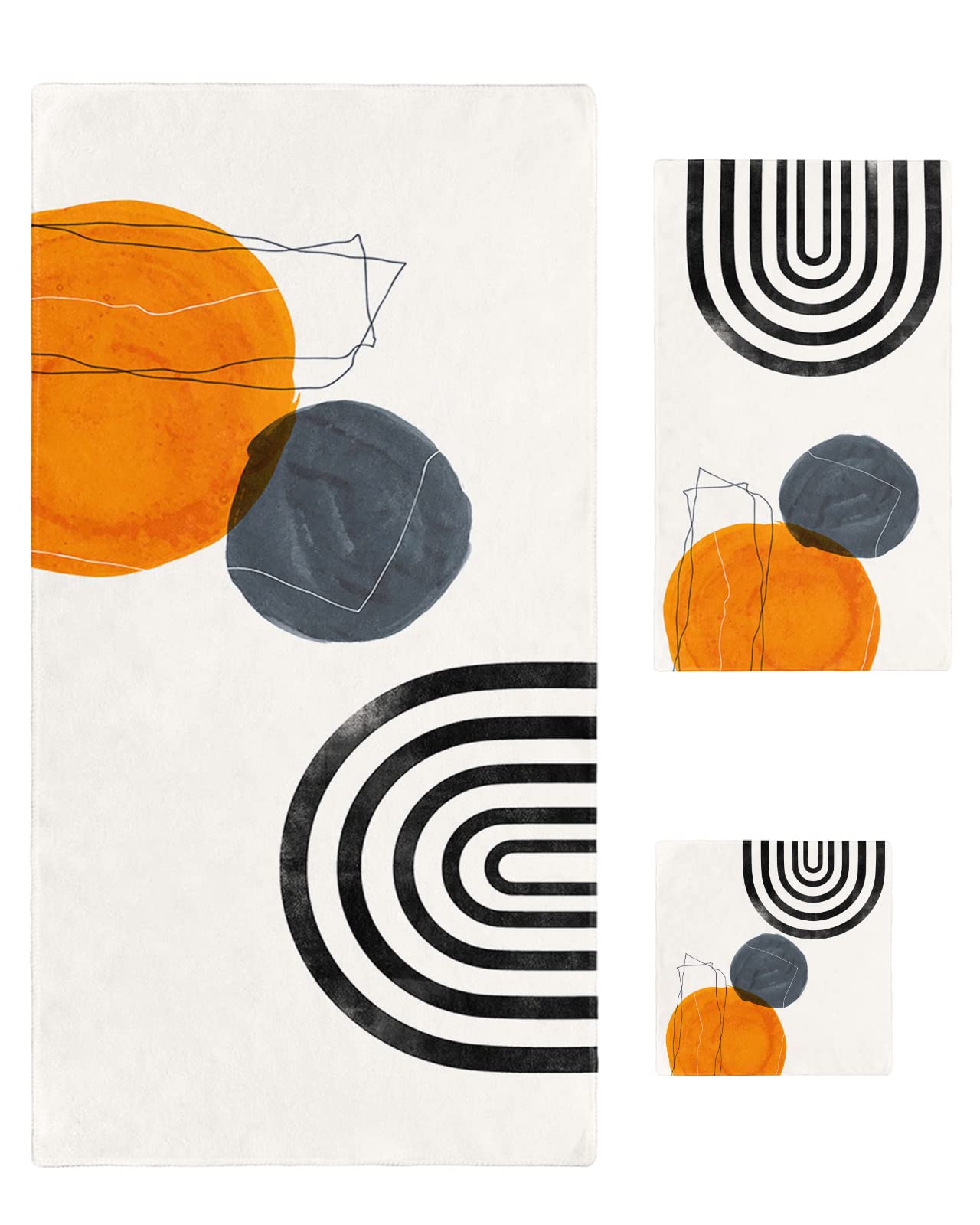 Photo 1 of Bath Towel Sets,Mid Century Boho Terracotta Aesthetic Bathroom Towels Soft Hand Towel Washcloth Cotton Towel Set,Absorbent Soft Bath Set for Hotel Beach Pool Abstract Minimalist Art Towels