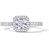 PAVOI 14K Gold Plated Halo Ring | Heart Ring for Women | Square Round Valentines Day Love Promise Rings for Her