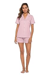 COLORFULLEAF Womens 100% Cotton Pajamas Short Set