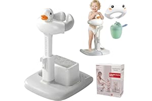 Hamiva Baby Bath Stand with Built-in Seat - Duck Design - Anti-Slip Base - Baby Shower Stand for Sitting or Standing (White G