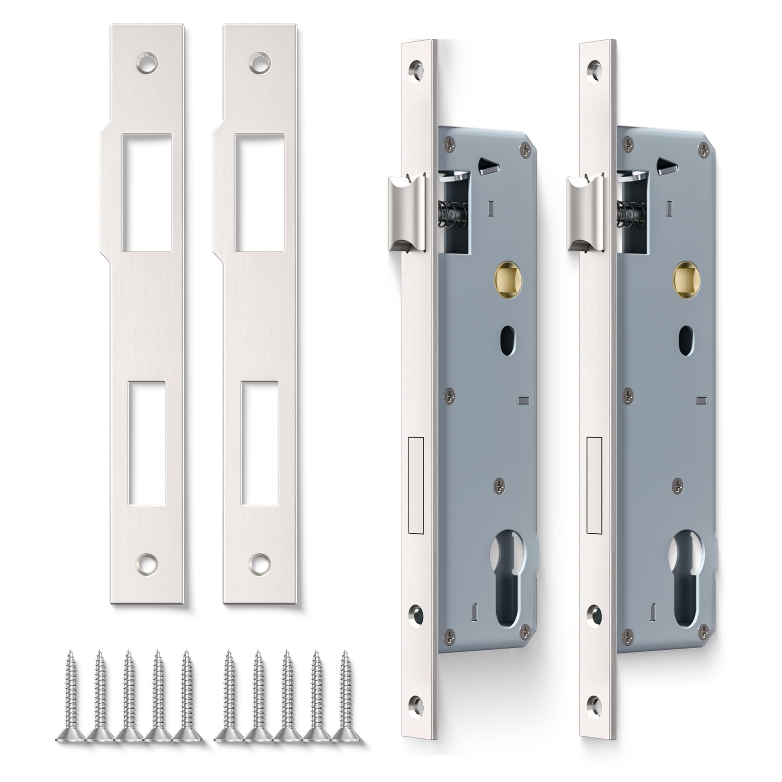 Bwintech 2 Pcs Stainless Steel 9235 Mortice Lock, 92MM Center 35MM Backset Lock Body, Satin Nickel Frame Door Lock for Internal and External Doors