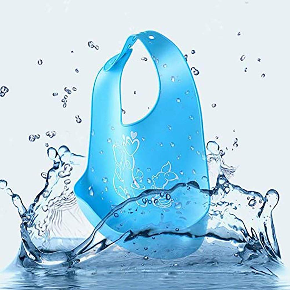 Waterproof Soft Silicone Baby Bibs,Easily Wipes Clean,Keep the Mess Off,Give your baby a Good Care (Blue&Green)