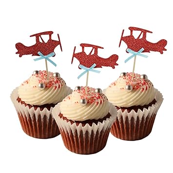 Hzonline Airplane Cupcake Toppers Cake Food Dessert Picks Baby