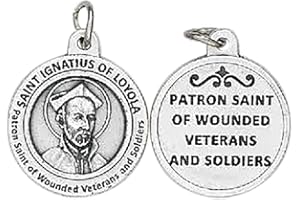 GIFTS BY LULEE, LLC Saint Ignatius of Loyola Franciscan Priest Founder of the Jesuits Patron of Wounded Soldiers Round Silver Oxidized Medal Blessed by His Holiness