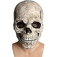 Syansju Skull Mask Moving Jaw, Human Skull Mask with Moving Jaw, Creepy Halloween Realistic Latex Helmet