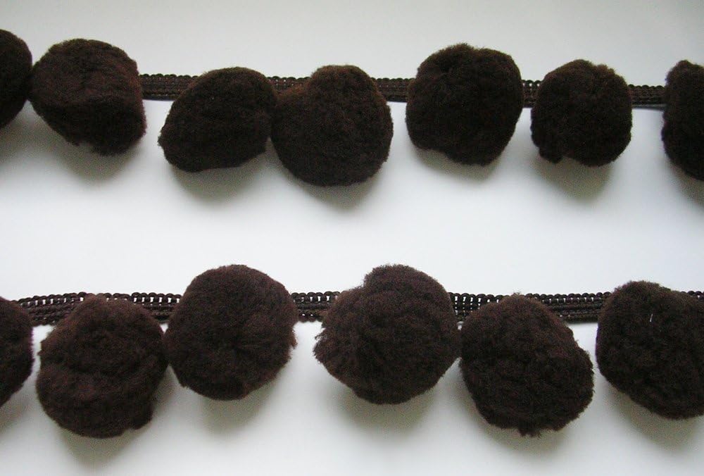DIYcraft Super Jumbo BROWN Pompom Fringe Giant Extra Big Pom Pom Ball Trim Sewing Lace Embellishments Embroidered