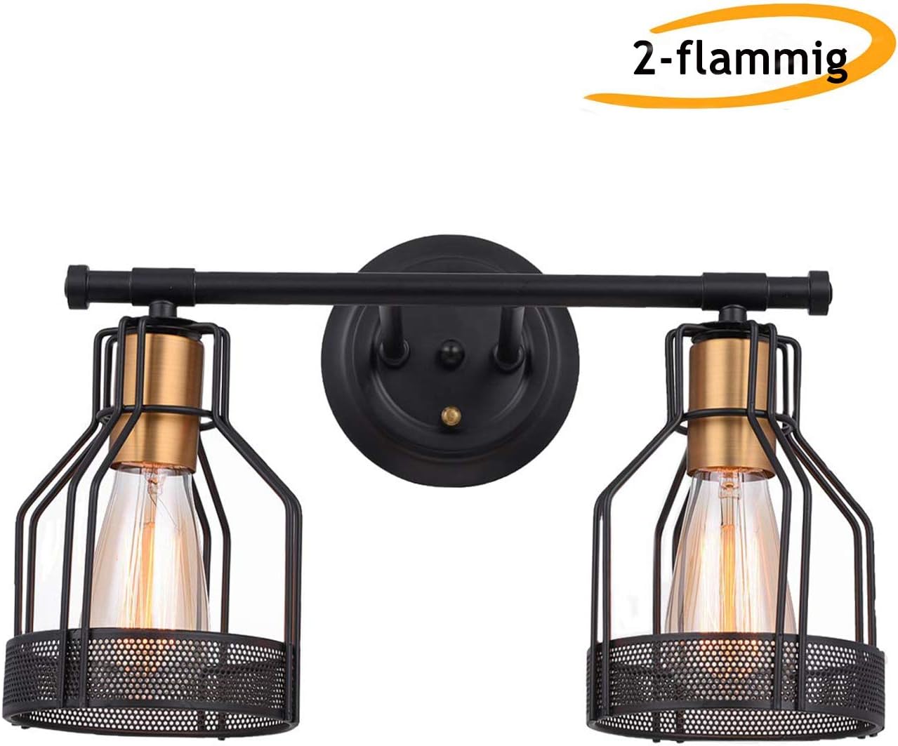 Vintage Bathroom Vanity Light Industrial Metal Wire Cage Wall Sconce Edison Retro Wall Light For Bathroom Dressing Table Mirror Cabinets Vanity Table 2 Light Black Vanity Light Amazon Co Uk Lighting