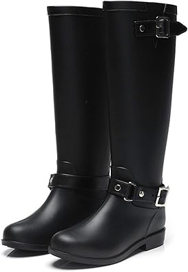 Amazon G7lz レインブーツ レディース シューズ ロング丈 ラバー 長靴 おしゃれ 雨 雪 梅雨 防水 靴 黒 レインシューズ バックジッパ レディース ブーツ 雨靴 雪 通勤 暖か あったか 靴 美脚 2 5cm ヒール ローヒール 春 夏