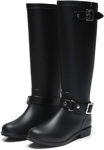 Amazon G7lz レインブーツ レディース シューズ ロング丈 ラバー 長靴 おしゃれ 雨 雪 梅雨 防水 靴 黒 レインシューズ バックジッパ レディース ブーツ 雨靴 雪 通勤 暖か あったか 靴 美脚 2 5cm ヒール ローヒール 春 夏