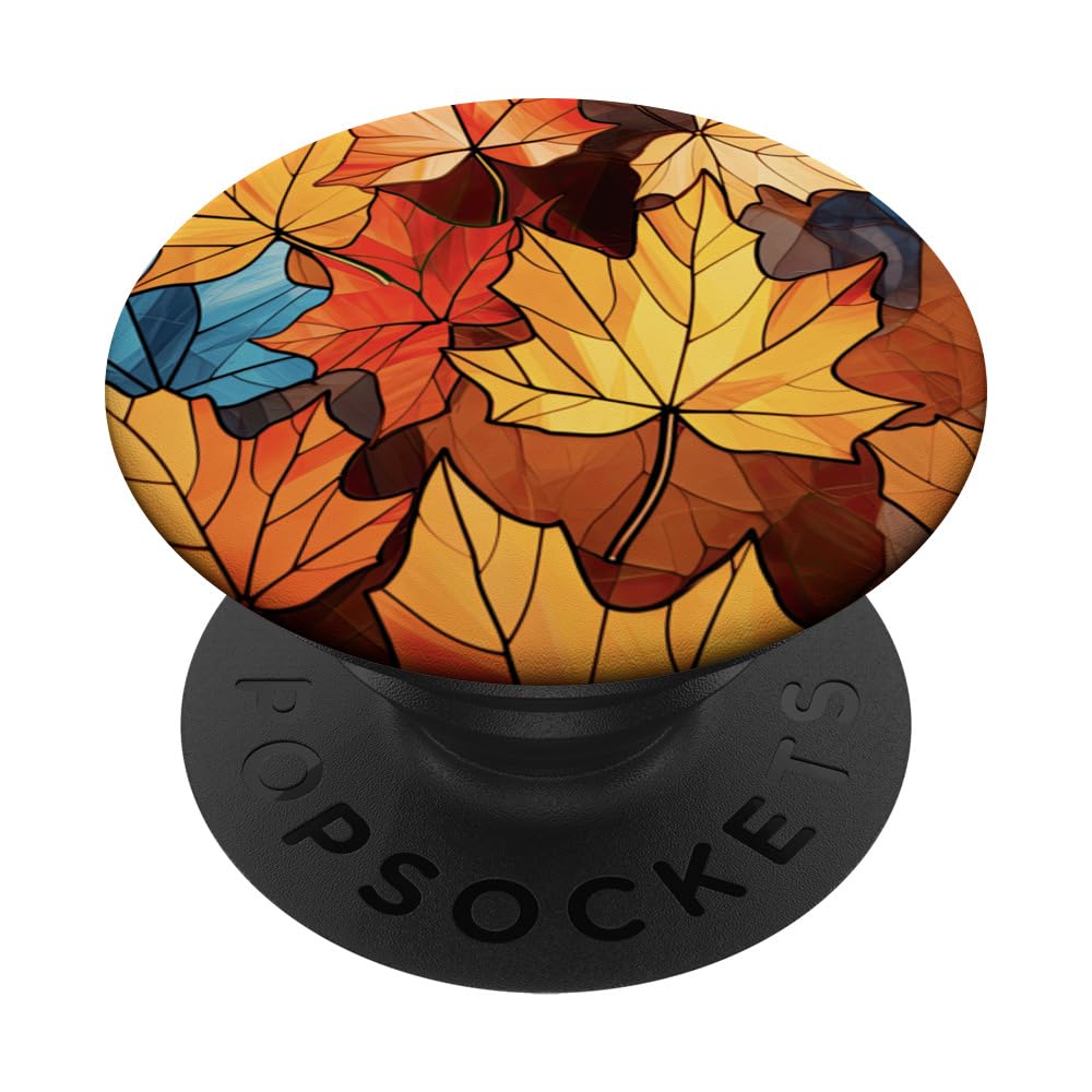 Fall Maple Leaves Stained Glass Abstract Style PopSockets Swappable PopGrip