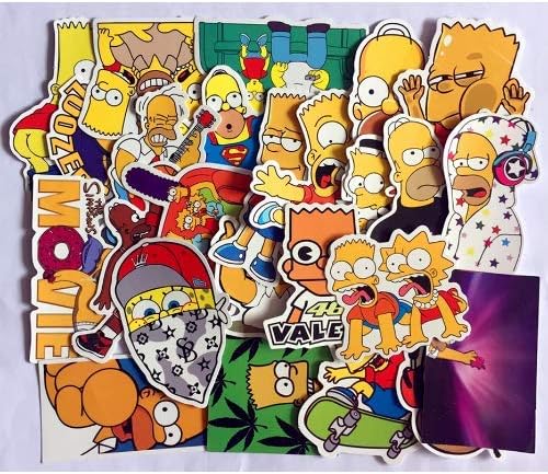 Mixed Cartoon Simpsons Stickers for Laptop Suitcase Skateboard Wardrobe Wall Guitar Moto Car Bike Kids Toy 50pcs