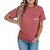 Breastfeeding Shirts for Women Mama Zipper Nursing Tops Distressed Maternity Tees Pregnancy Clothes with Pocket