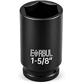 EVRBUL 1/2" Drive 1-5/8&rsquo;&rsquo; Extra Deep Impact Socket Heavy Duty 6 Point Design Heat-Treated for Automotive Truck and Heavy Equipment Repair