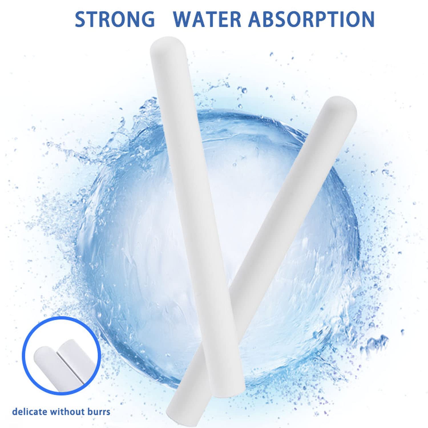 2 Pcs Diatomite Moisture Absorbing Stick Desiccant Clean Water Absorption Rod Drying Sticks Cleaning Toys with Blister Packaging for Laboratory/Home