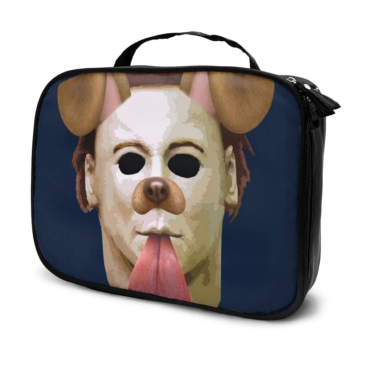 Makeup Bag Cosmetic Pouch Halloween Michael Myres Mask Dog Snapchat Filter Multi-Functional Bag Travel Kit