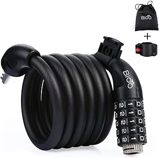 BIGO Fahrradschloss, Kabelschloss Sicherheitsstufe Sehr Hoch Fahrrad Schloss mit 5-stellig Zahlencode und Metal Kabel Fahrradschloß Schwerlast für Fahrrad Tricycle Scooter