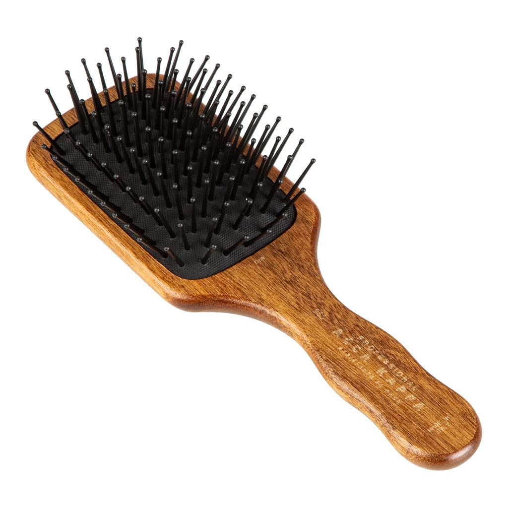Acca Kappa Pneumatic Kotibé Wood Paddle Brush with Pom Pins, Travel Size