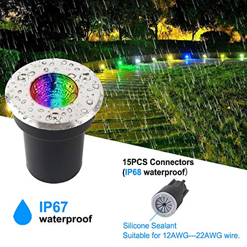 VOLISUN 6W Low Voltage RGB Landscape Lights with Transformer,Inground