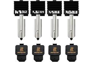 SZPENGSHIHUIGUANG 4PK 0.2/0.4/0.6/0.8MM for Bambu Lab H2D/H2S Hotend Kit Extruder Upgrade High-Temperature Hardened Steel Nozzle with 2 Replacement Nozzles for Bambu H2D Combo/A1/A1 Mini 3D Printer