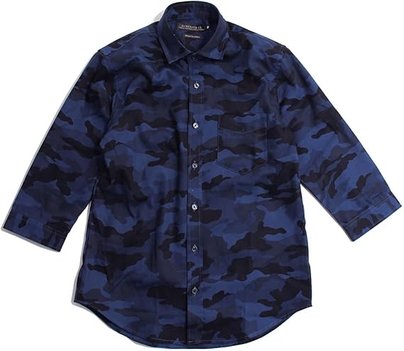 Amazon Quintetto クインテット 迷彩柄 オックスフォード 七分袖 シャツ ミリタリー カモフラ 迷彩シャツ カモフラージュ メンズ 01 L 73 Navy ネイビー シャツ 通販
