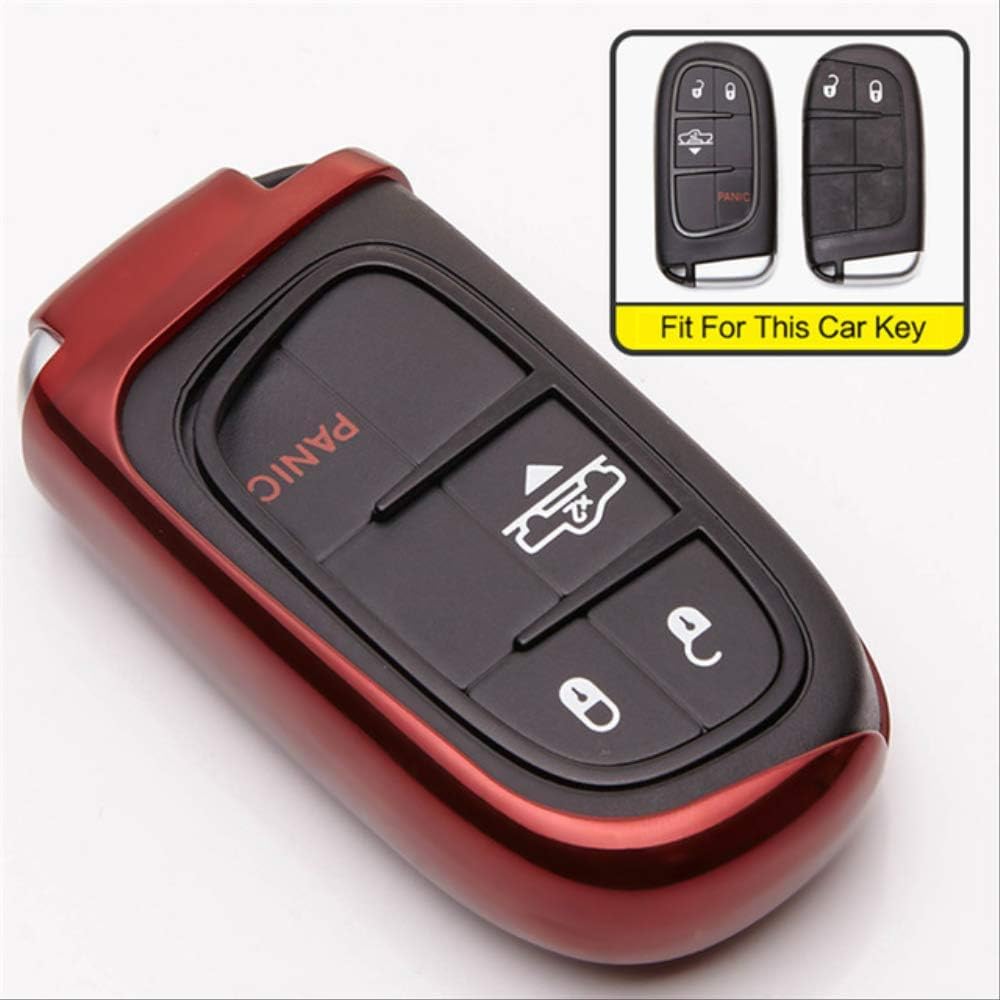 XVBTR Soft TPU Car Key Case Cover For Dodge Challenger Ram 1500 Nitro Caravan Durango Dakota Caliber Key Ring Shell Fob Accessories Red