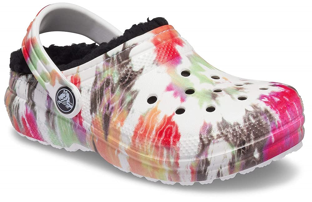 Crocs Kids’ Classic Tie Dye Lined Clog | Kids’ Slippers, Blotched Tie Dye, 4 Toddler