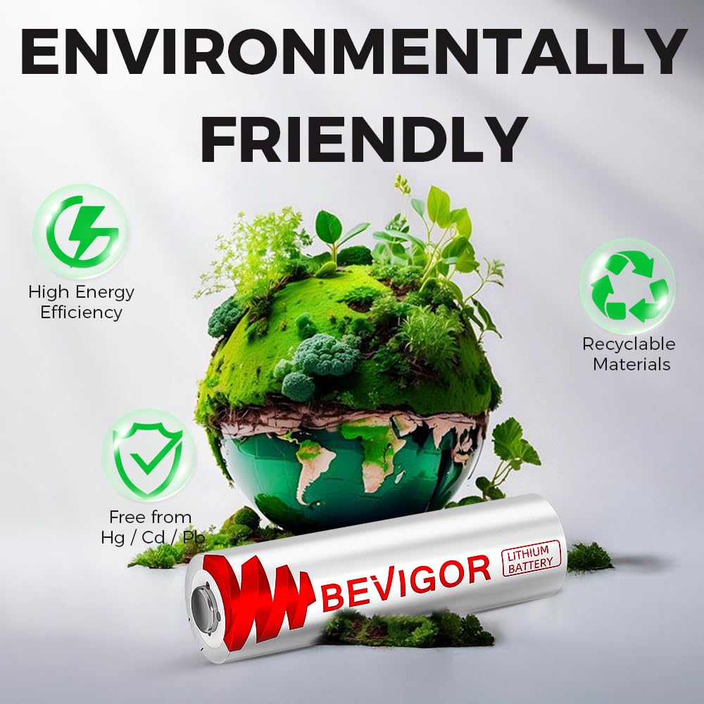 BEVIGOR AA-Lithium-Batterien 8 Stück, 3000mAh 1.5V High Capacity Dual A Lithium-Batterien, Nicht wiederaufladbare AA-Batterien, geeignet für eine Vielzahl von Haushaltsgeräten, Sicherheitsausrüstung 9