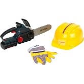 Klein Bosch Toy Chainsaw with Realistic Sound, Motion &amp; Lights | Includes toy helmet and gloves for role play fun; 12.5 x 16 x 5.5 inch power tool kit for kids aged 3 and up