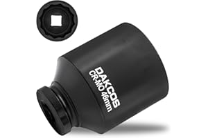 DAKCOS 1/2" Drive x 46 mm Deep Impact Socket, 12 Point Axle Nut Socket, CR-MO, Metric