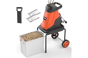 MAXLANDER 15-Amp Electric Wood Chipper, Shredder Mulcher with 50L Collecting Bin, 1.8-Inch Cutting Diameter for Mulching, Com