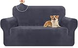 Granbest Velvet Sofa Cover 2 Seater Stretch Protector for Pets & Kids - Grey