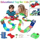 Race Car Track,  Building Track toy Set w Bend A Path Glow-in-the-Dark Car for 3 years old kids 240PCS