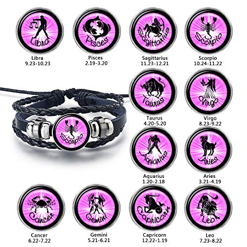 Caromay 12 Constellations Leather Bracelet Luminous Pendant Necklace Zodiac Sign Bangles Women Men Horoscopes Jewelry Set Leo 7 23 8 22 Pricepulse