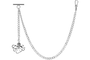 ZTA Albert Chain Pocket Watch Chain Fob Chain for Men Octopus Design Pendent Fob with T Bar Swivel Clasp
