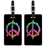 Tie Dye Peace Sign Luggage ID Tags Suitcase Carry-On Cards - Set of 2