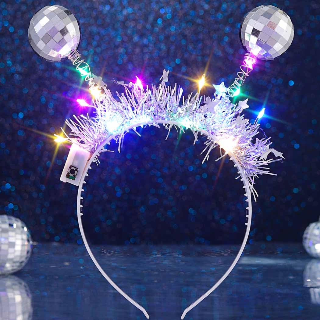 Photo 1 of Dresbe Alien Headband Silver LED Disco Ball Headbands Glow Party Hair Accessories for Women