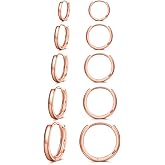 Senteria 5 Pairs Sterling Silver Hoop Earrings Small Silver Hoop Earrings Hypoallergenic Tiny Huggie Earring for Women Cartilage Sleepers Hoops Earring Sets 8/10/12/14/16mm