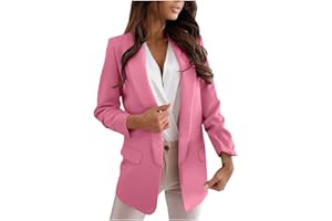 ANJIKANG Open Front Blazers for Women Business Casual Lightweight Single Breasted Blazer Jacket Mid Length Lapel Suit Coats