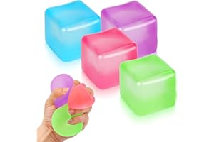SIWARM 4 Pack Stress Cube Sensory Fidget Toys for Anxiety Stress Relief, Slow Rising Nice Cube Squeeze Toys, Squishy Cube Filled with Thick Substance, Ice Cube Stress Balls for Adults Kids