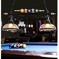 iMeshbean 31" Pool Table Light, Hanging Pool Table Lighting Fixtures Ceiling Lamp Real Billiard Ball Design Pendant Lamp with 2 Glass Shades for Game Room Beer Party