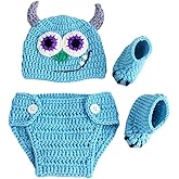 Vomdrok Newborn Photography Prop Baby Boys Girls Photoshoot Outfits Handmade Newborn Photo Knitted Pants Hat Photo Costume