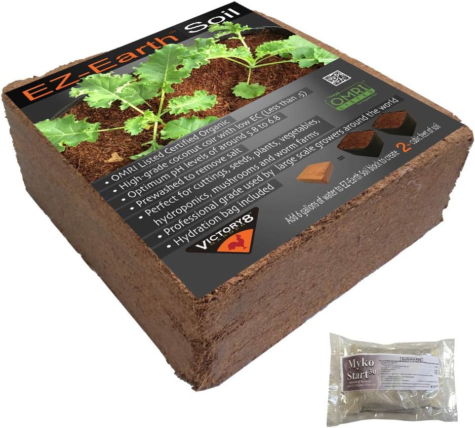 EZ-Earth Organic Potting Soil Coconut Coir for All Pots Raised Beds 10 LBS 2+Cu Ft Expanded by Victory 8 Garden