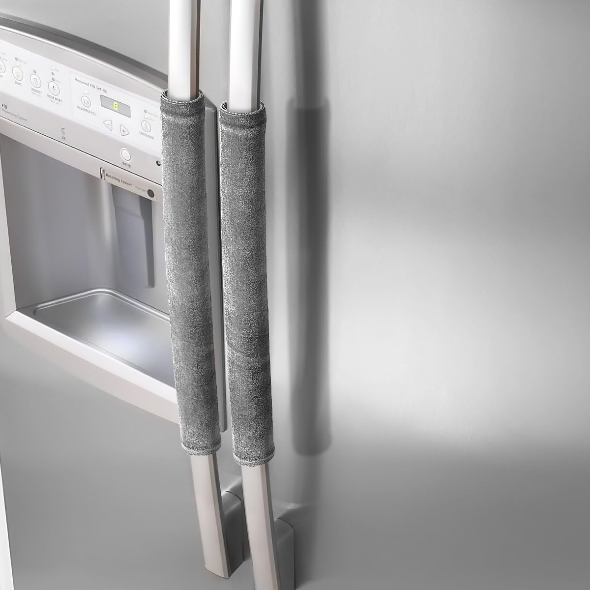 Vezvier Refrigerator Dust Door Handle Covers-Catches Fingerprints,Drips&Smudges-Reversible Protect Fridge,Oven,Kitchen Appliances Clean Covers(Grey)