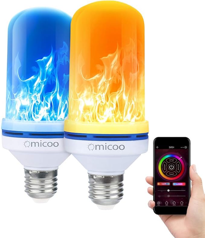 omicoo upgrade led flame effect fire light bulbs with patents 4 modes multiple colors e26 e27 halloween decorative light atmosphere light vintage
