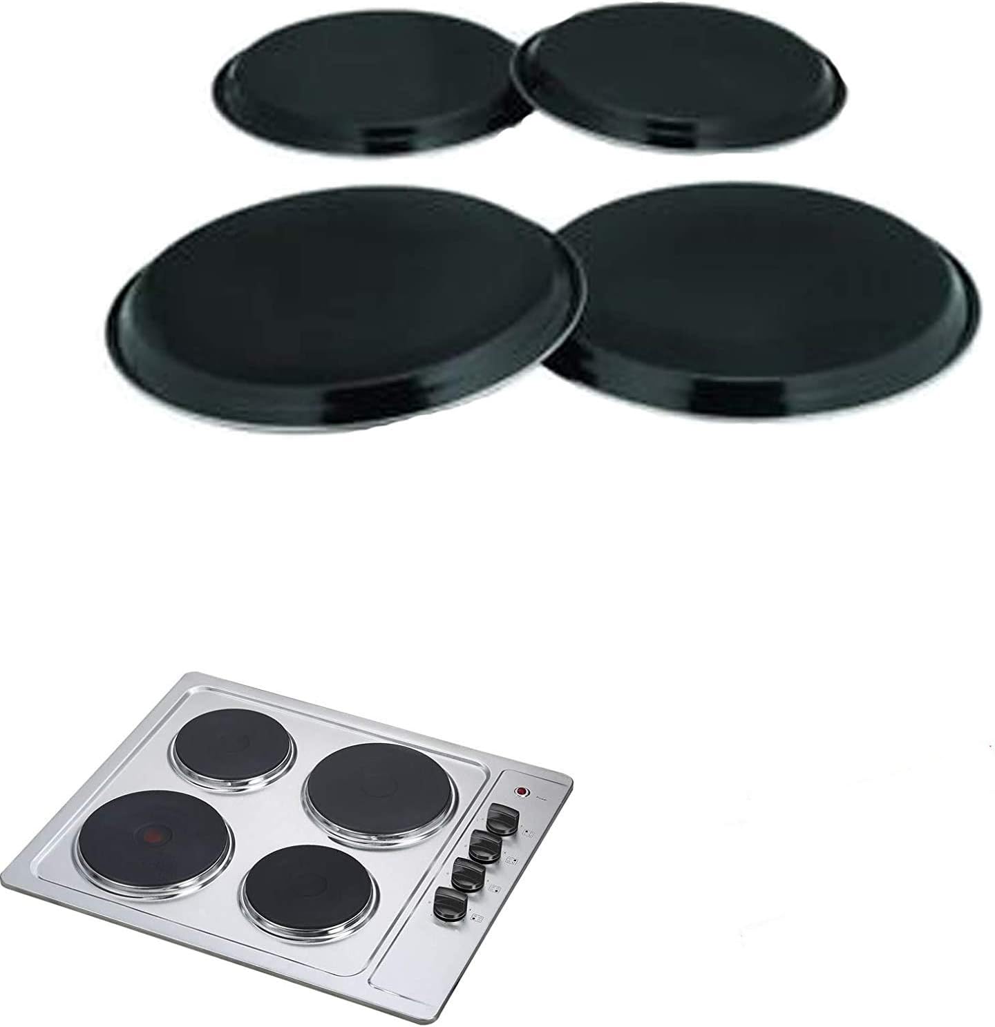Evokk 4pcs Black Hob Covers Reusable Stainless Steel Kitchen Oven Cooker Ring Protector Metal Covers