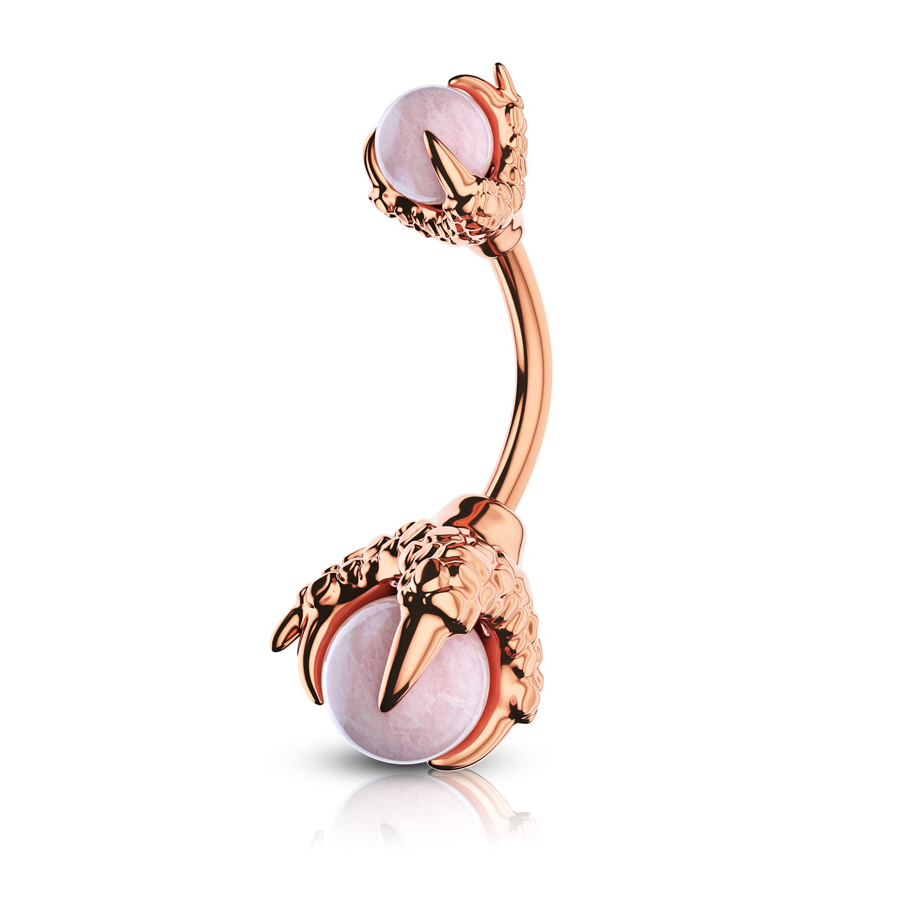 CM Crareesi Mania Gothic Belly Button Bars 316L Surgical Steel Belly Button Piercing 14G Belly Bar 10mm Long Dragon Claw Holding Purple Black Natural Stone Navel Piercing Jewellery