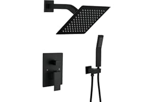 Dalang Shower Faucet Set with 8 inch Shower Head and Handheld Shower Spray (Matte Black)