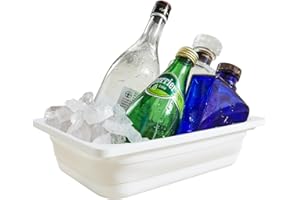 Beright Collapsible Storage Bin, Wash Basin Folding Dish Tub Sink, Space Saving for Dishing, Fruit and Camping, Hiking and Home, White, Large, 1 Pack